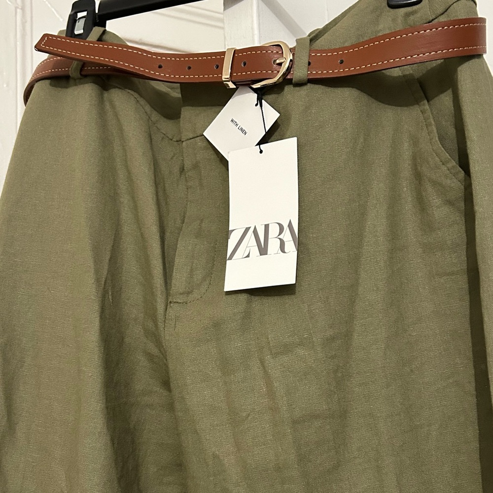 Zara green linen pant